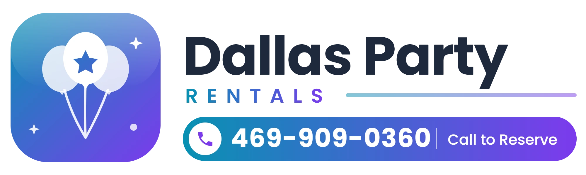 Dallas Party Rentals logo – call 469-909-0360 to reserve party rentals in Dallas TX